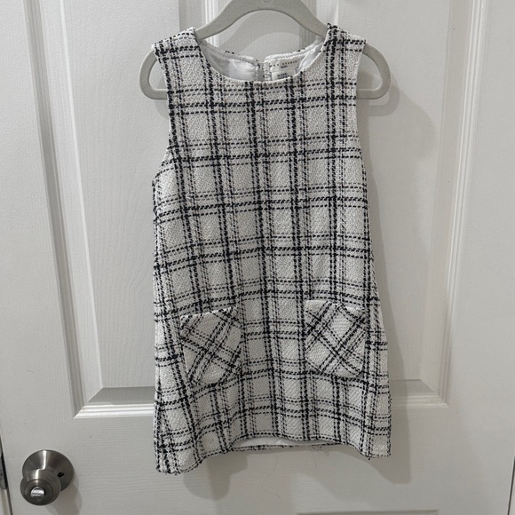 Max Studio Kids Black and White Checkered Kids Tweed Sleeveless Dress w Pockets - Picture 1 of 5